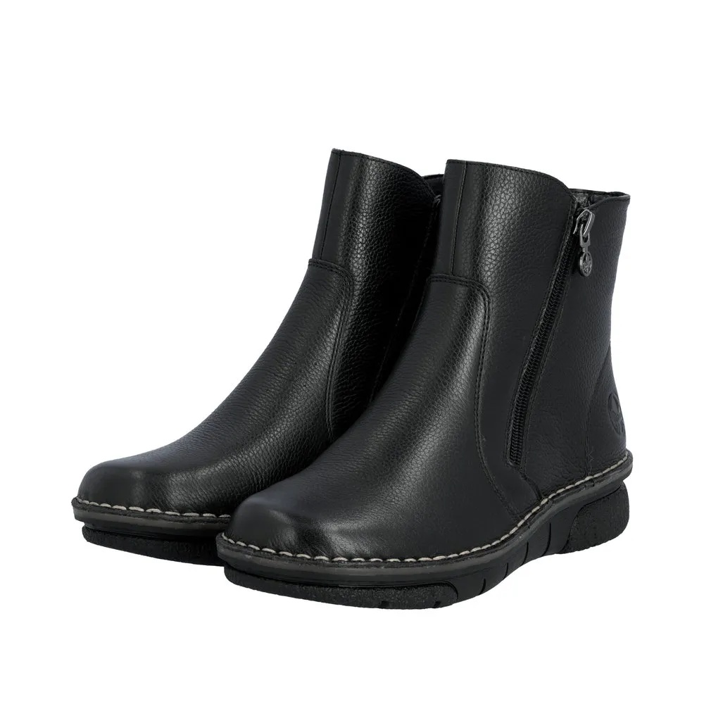 Botine dama din piele naturala Rieker 73365-00 negru