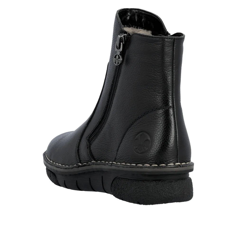Botine dama din piele naturala Rieker 73365-00 negru