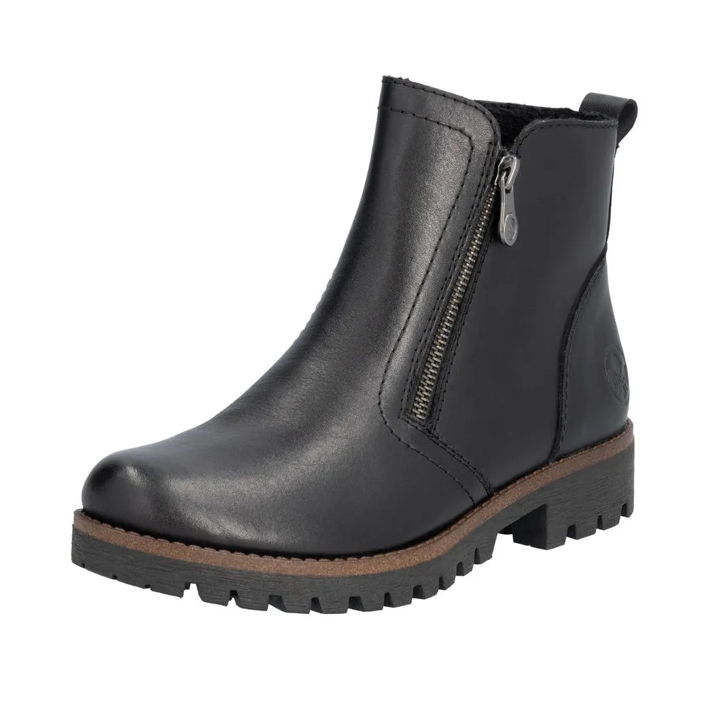 Botine dama din piele naturala Rieker 78556-00 negru