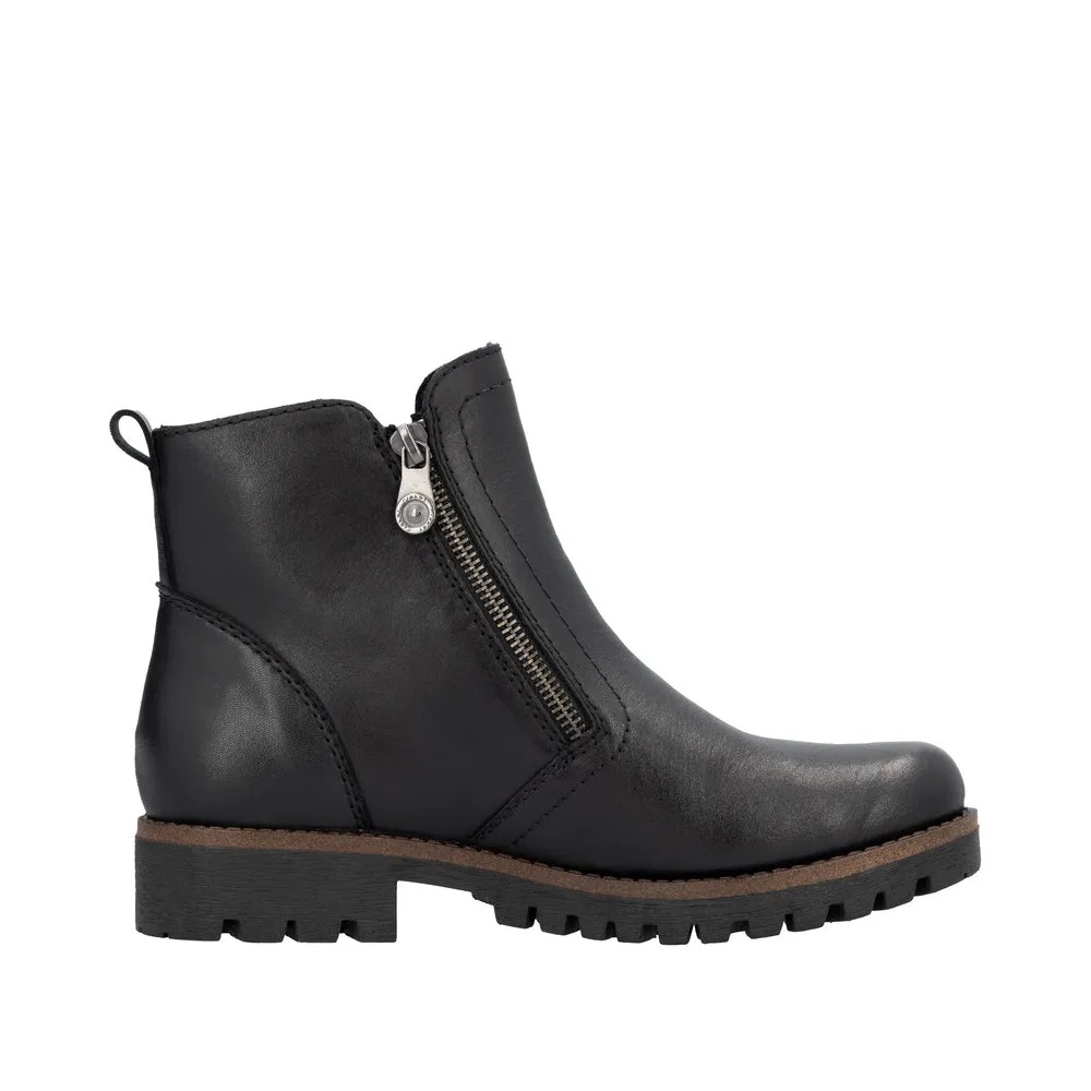 Botine dama din piele naturala Rieker 78556-00 negru