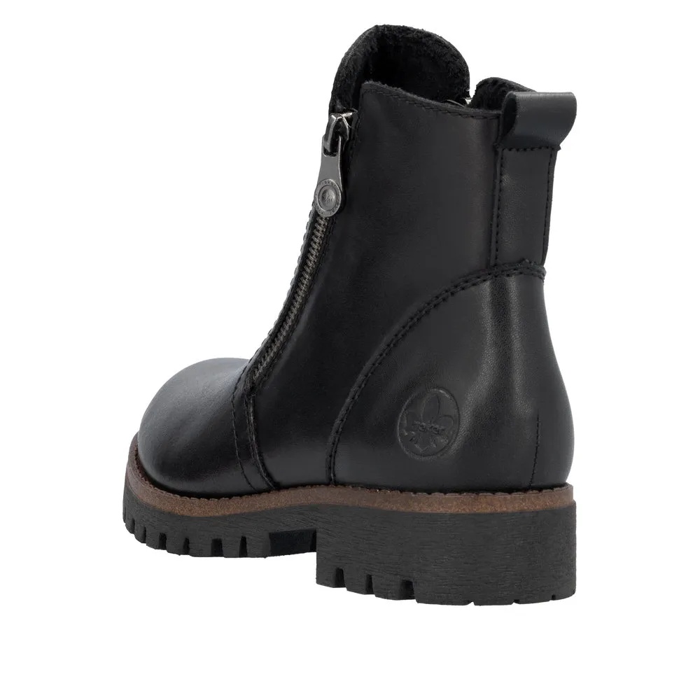 Botine dama din piele naturala Rieker 78556-00 negru
