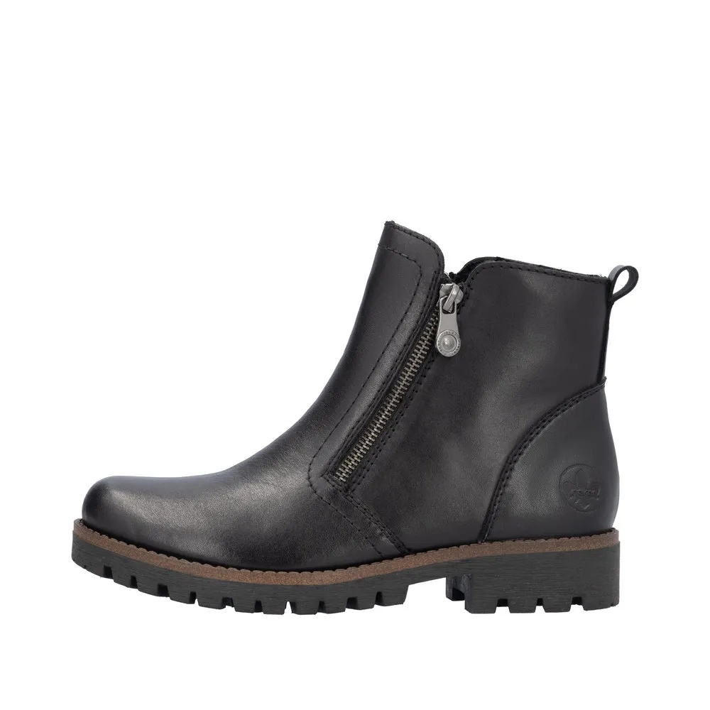 Botine dama din piele naturala Rieker 78556-00 negru