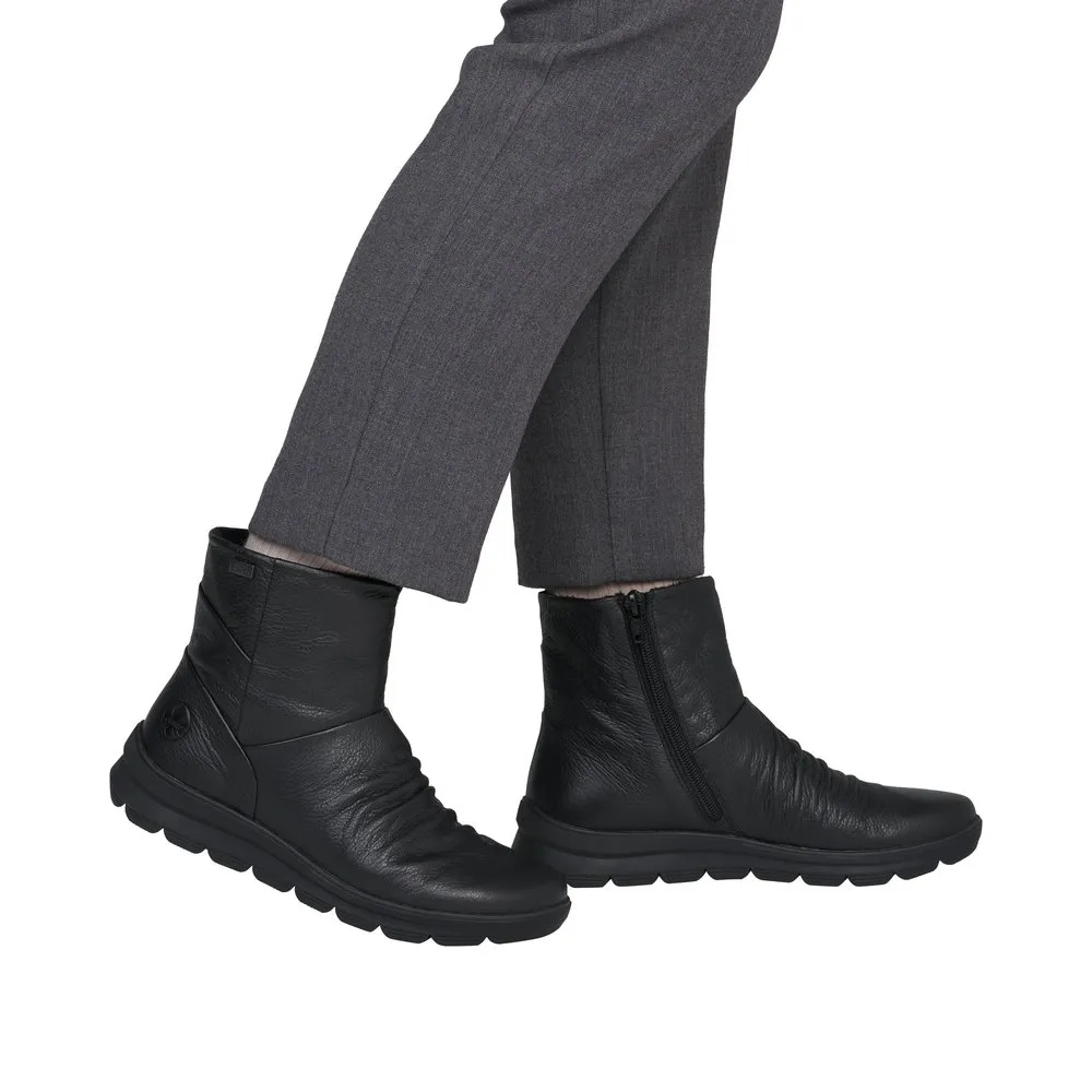 Botine dama din piele naturala Rieker Z0066-00 negru