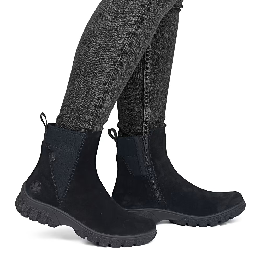 Botine dama din piele naturala Rieker Z7269-00 negru