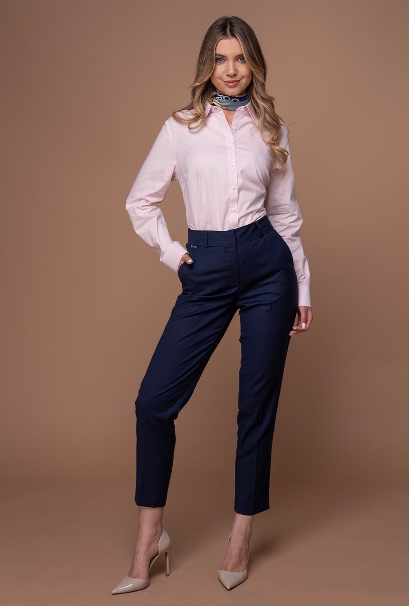 Pantaloni cu croi conic JESSIE Hermosa bleumarin
