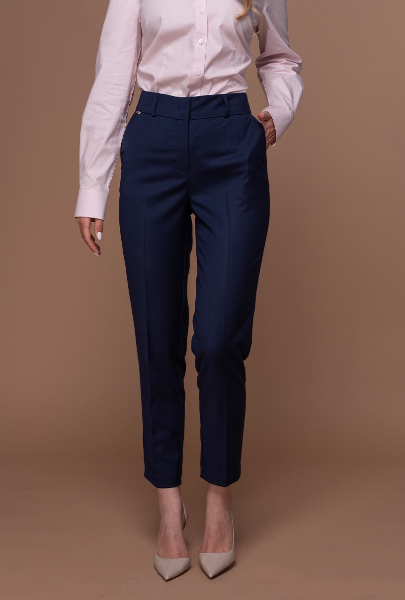 Pantaloni cu croi conic JESSIE Hermosa bleumarin