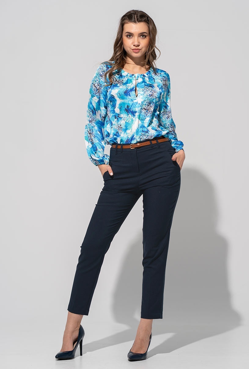 Pantaloni din tercot elastic TRIANA Hermosa bleumarin