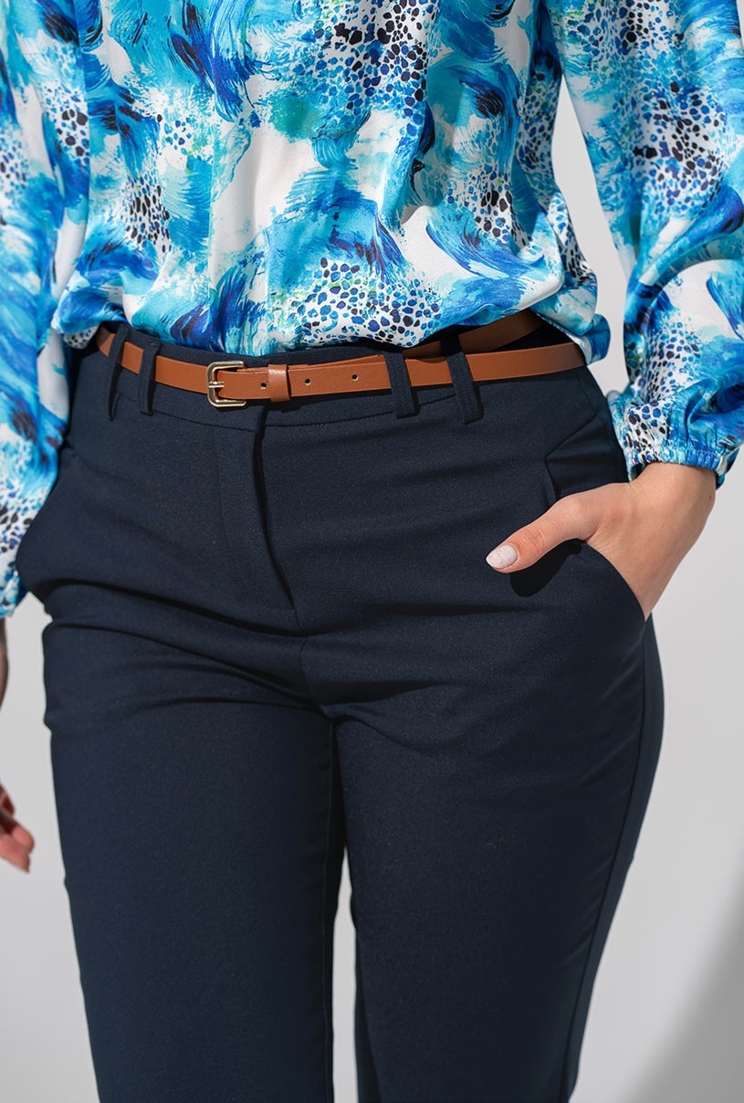 Pantaloni din tercot elastic TRIANA Hermosa bleumarin