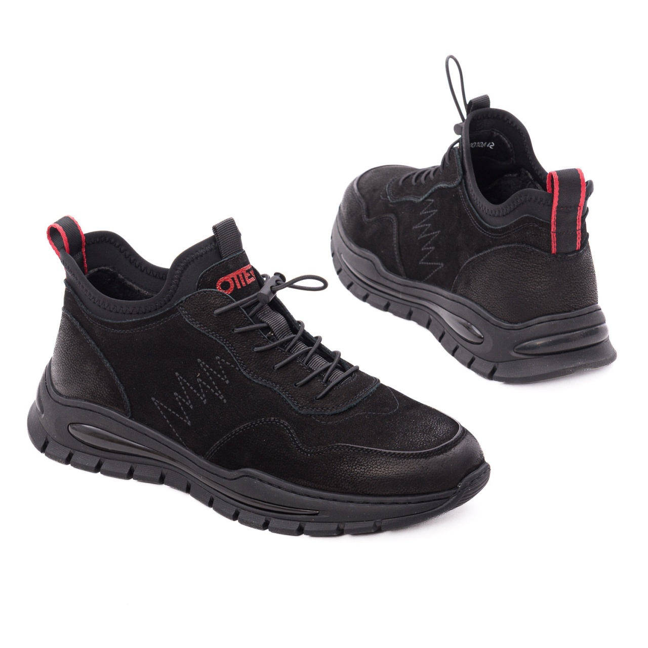 Pantofi barbati casual din piele naturala nabuc Otter 1CJ30010A 01-2 negru