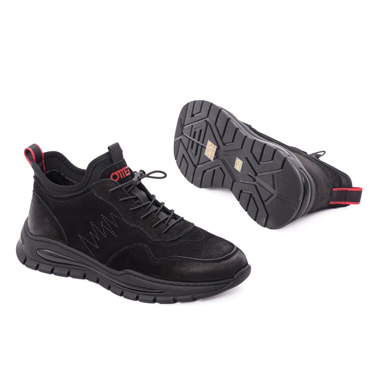 Pantofi barbati casual din piele naturala nabuc Otter 1CJ30010A 01-2 negru