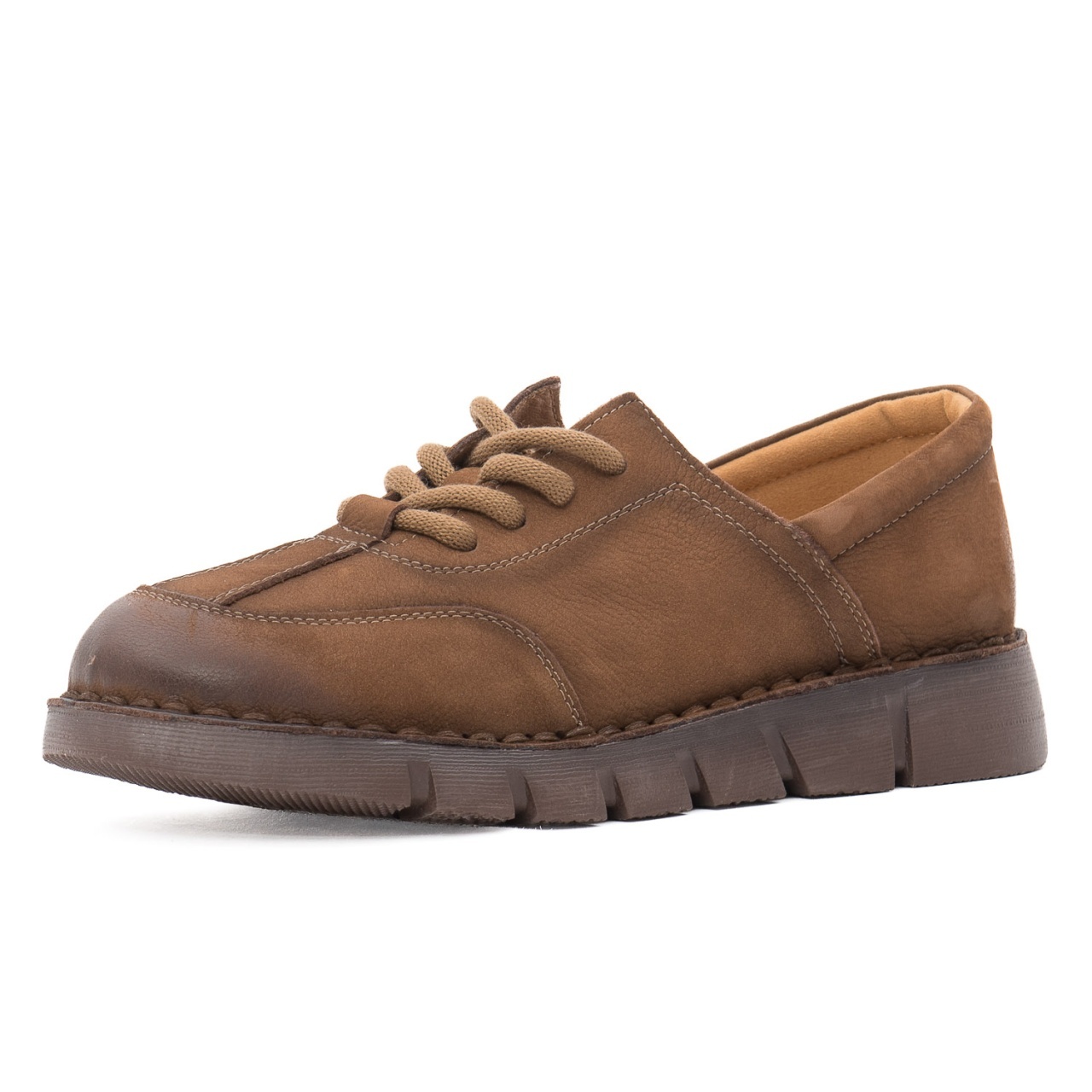 Pantofi dama casual din piele naturala Feeling 2388 maro kaki
