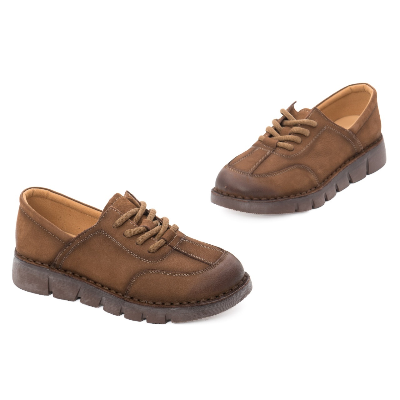 Pantofi dama casual din piele naturala Feeling 2388 maro kaki