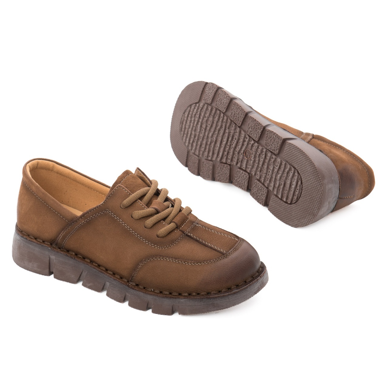 Pantofi dama casual din piele naturala Feeling 2388 maro kaki