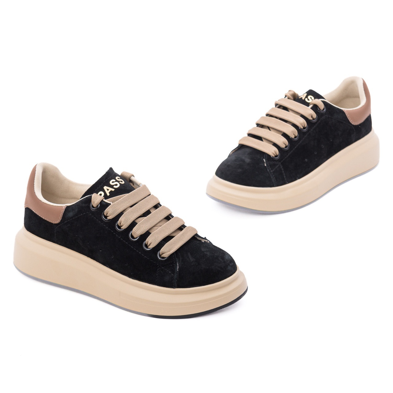Pantofi dama casual din piele naturala nabuc PASS Collection 1LX90002E 01-2 negru
