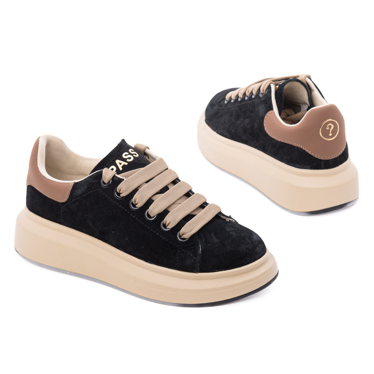 Pantofi dama casual din piele naturala nabuc PASS Collection 1LX90002E 01-2 negru