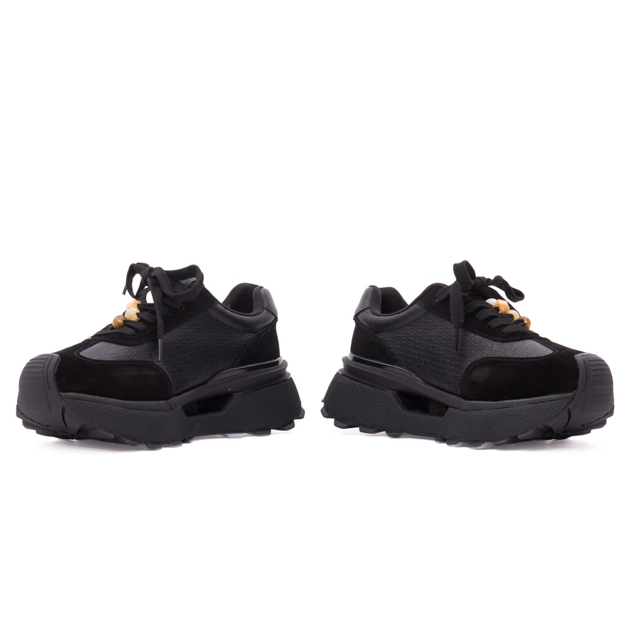Pantofi dama sport din piele mix Feeling 68102 negru