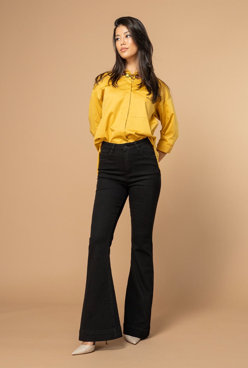 Pantaloni dama Hermosa negru bumbac