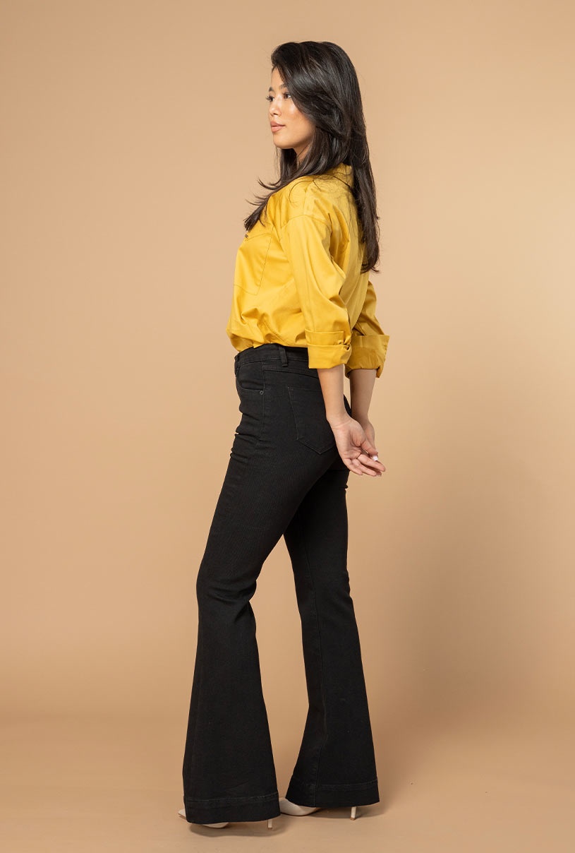 Pantaloni dama Hermosa negru bumbac