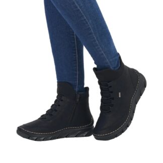 Botine dama din piele ecologica impermeabila Rieker 55069-00 negru