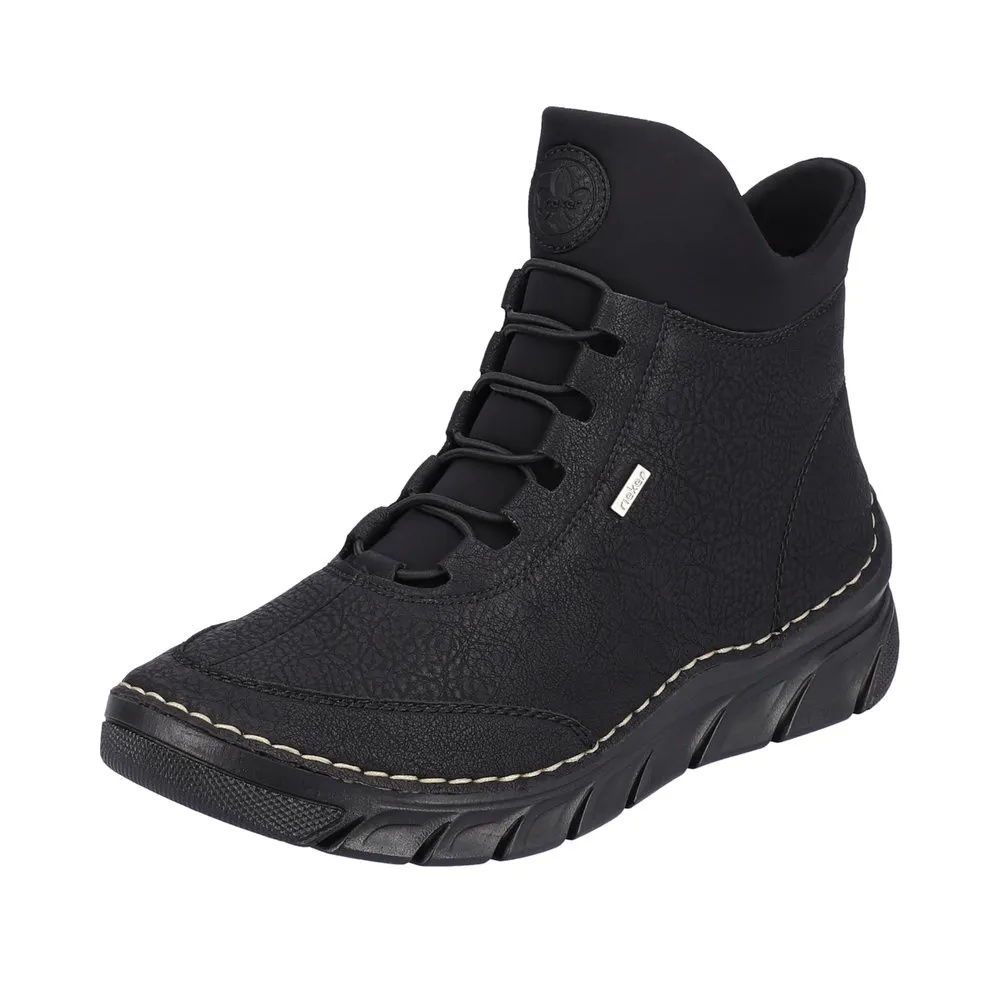 Botine dama din piele ecologica impermeabila Rieker 55069-00 negru