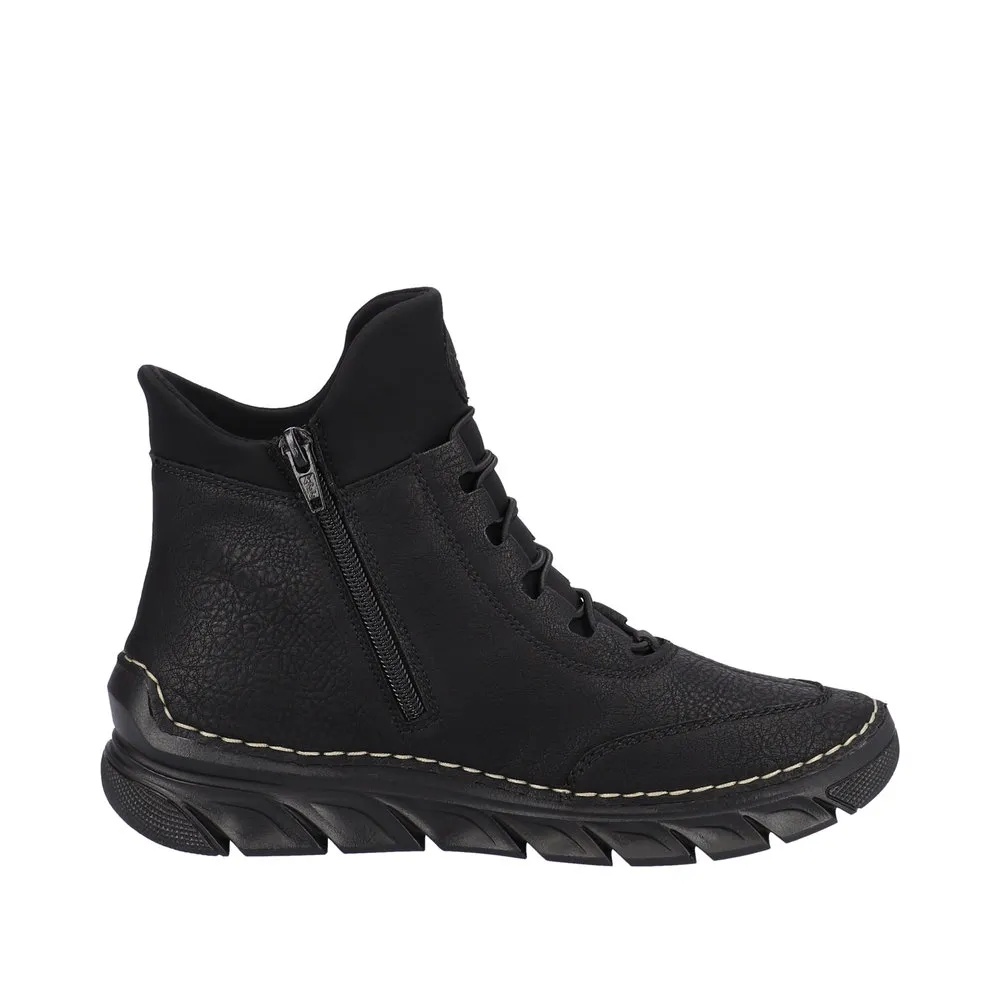 Botine dama din piele ecologica impermeabila Rieker 55069-00 negru