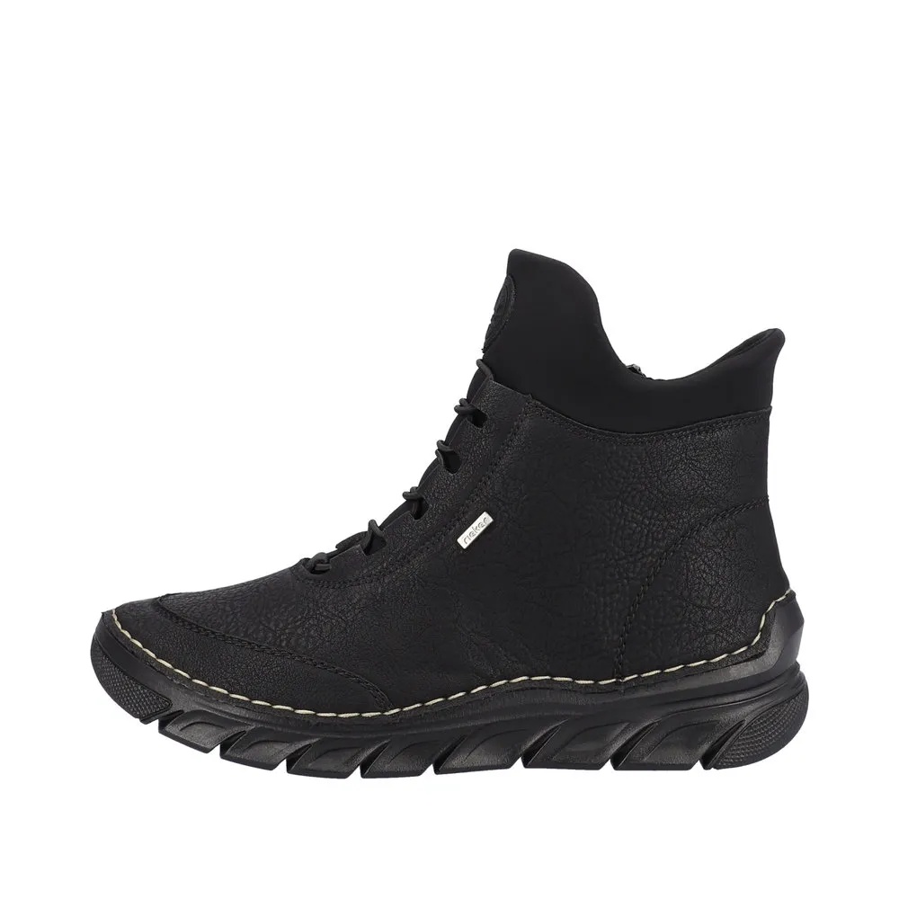 Botine dama din piele ecologica impermeabila Rieker 55069-00 negru