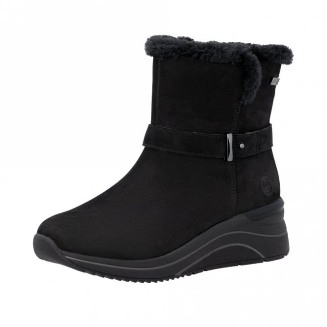 Botine dama din piele naturala intoarsa Remonte D0T82-02 negru