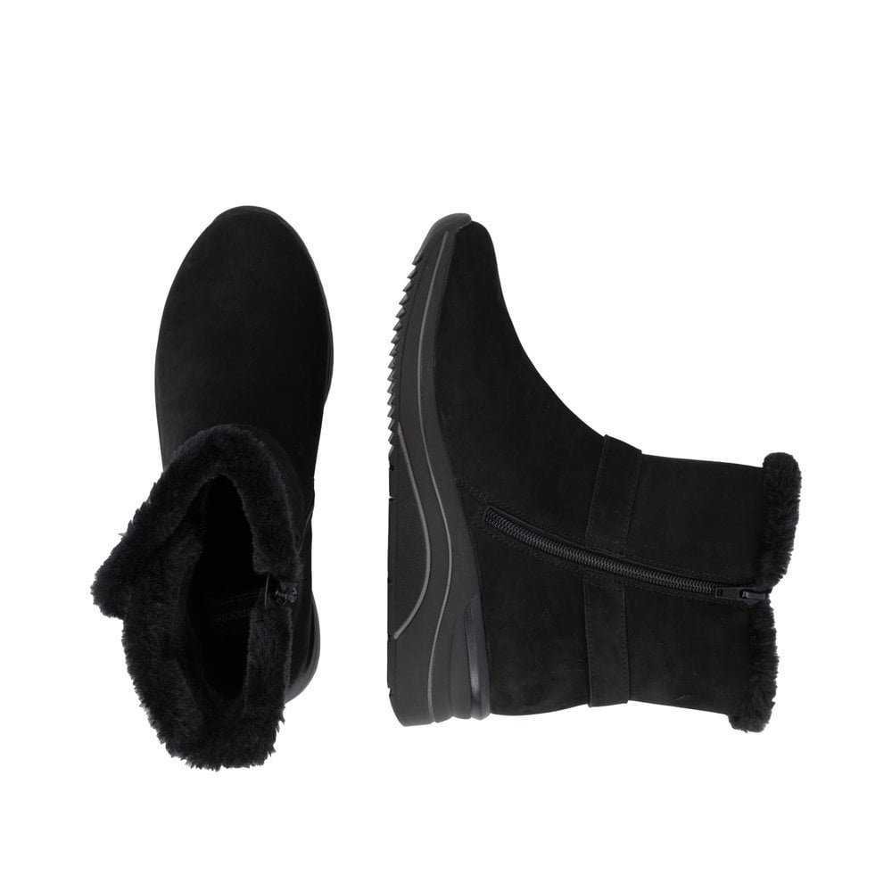 Botine dama din piele naturala intoarsa Remonte D0T82-02 negru
