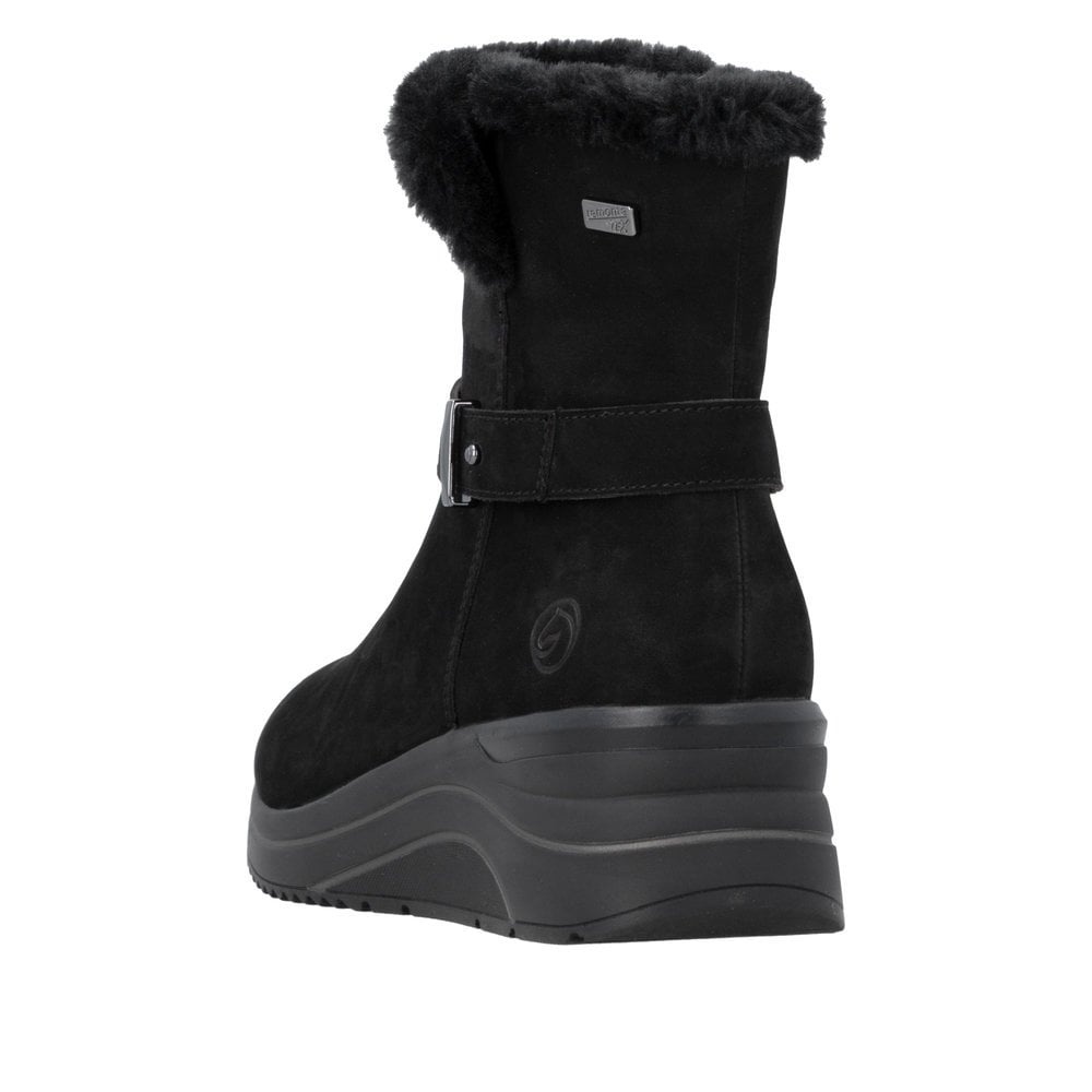 Botine dama din piele naturala intoarsa Remonte D0T82-02 negru