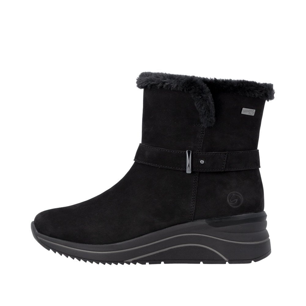 Botine dama din piele naturala intoarsa Remonte D0T82-02 negru