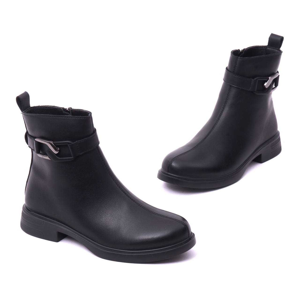 Botine dama din piele naturala PASS Collection 1WB70005A 01-N negru