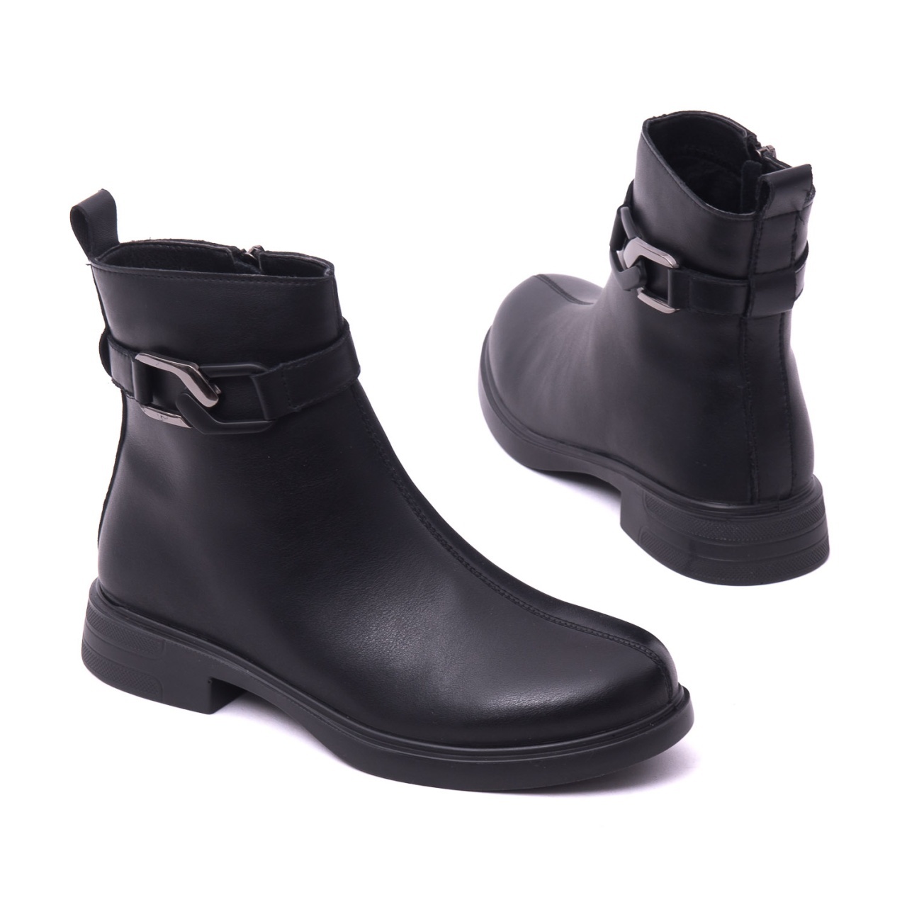 Botine dama din piele naturala PASS Collection 1WB70005A 01-N negru