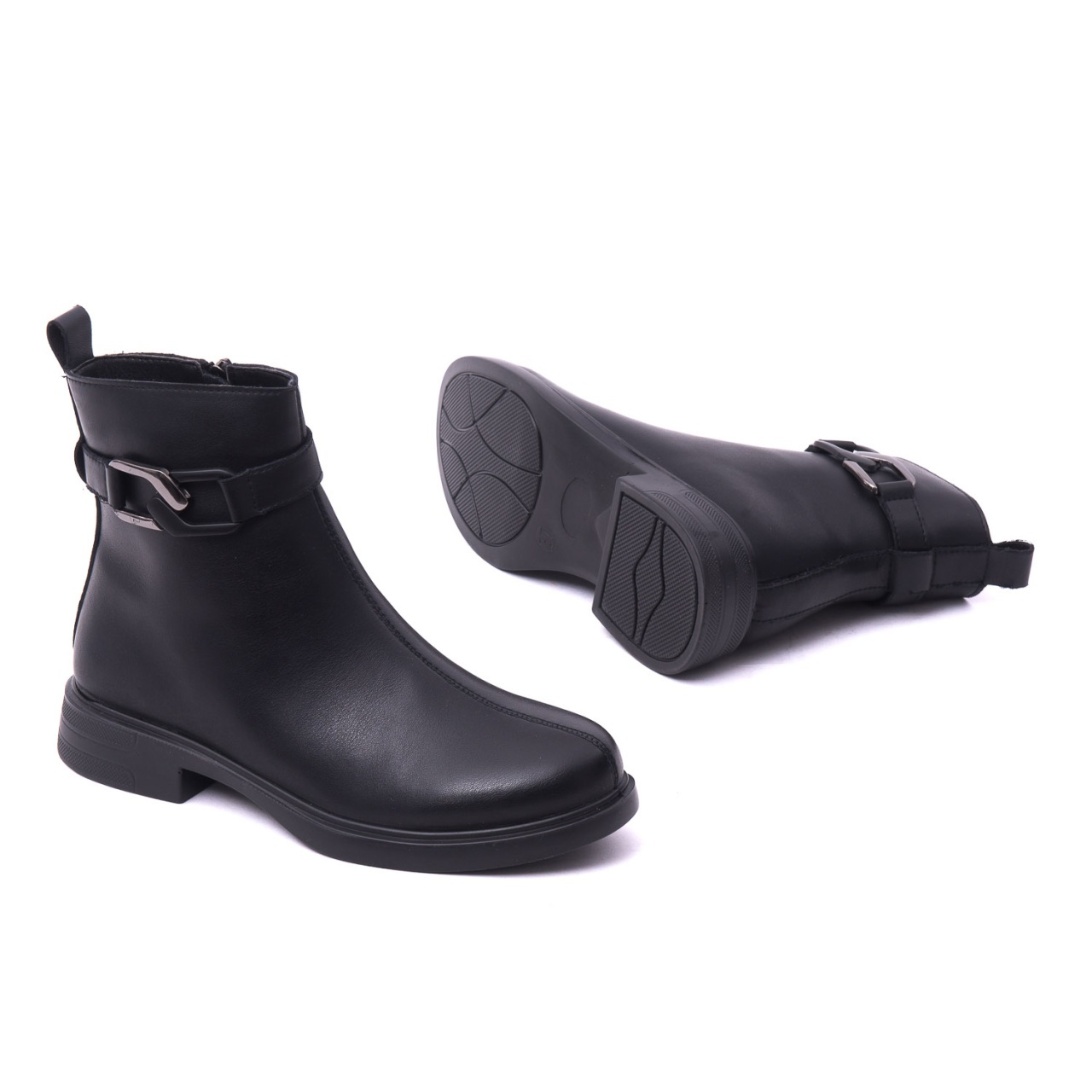 Botine dama din piele naturala PASS Collection 1WB70005A 01-N negru