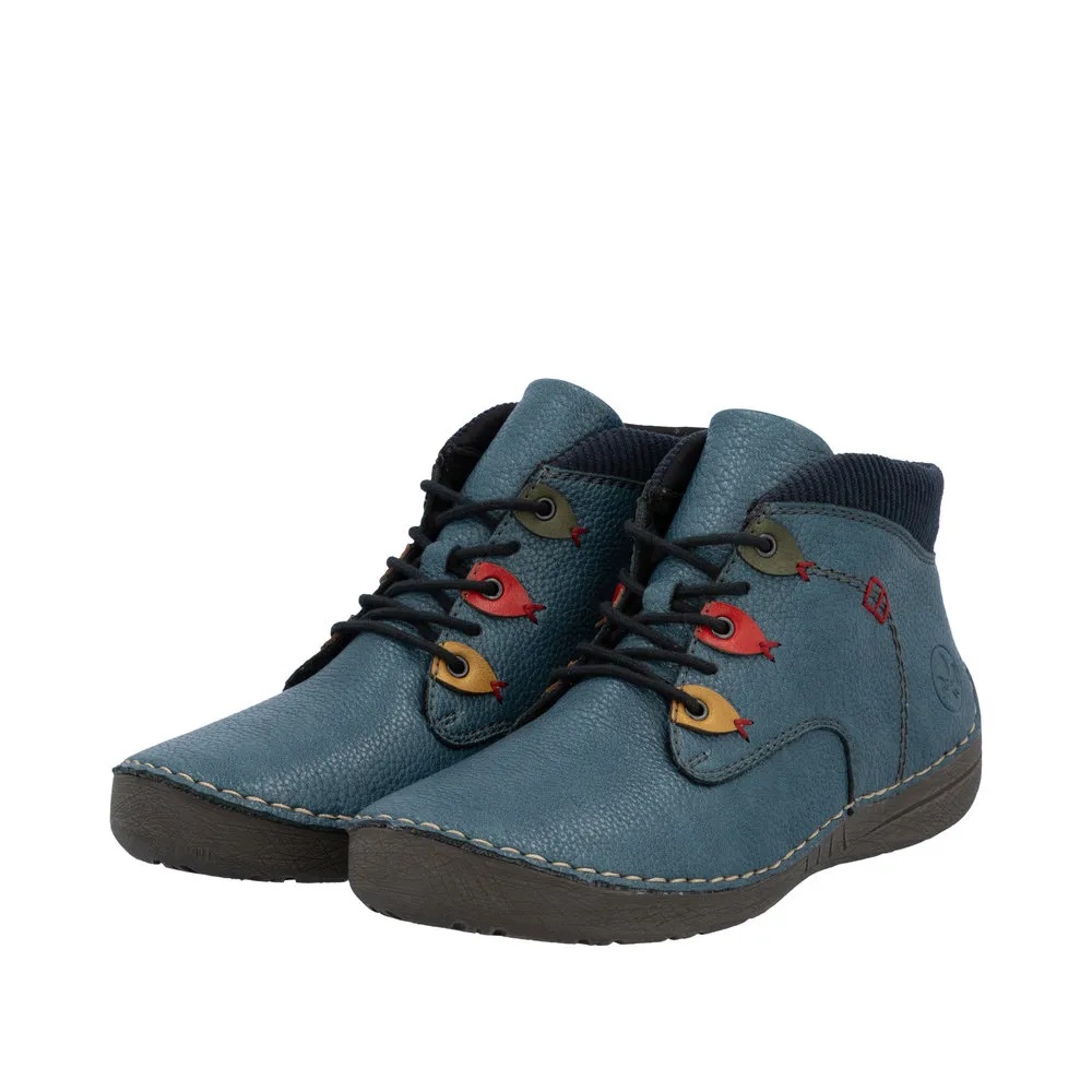 Botine dama din piele naturala Rieker 52544-14 albastru