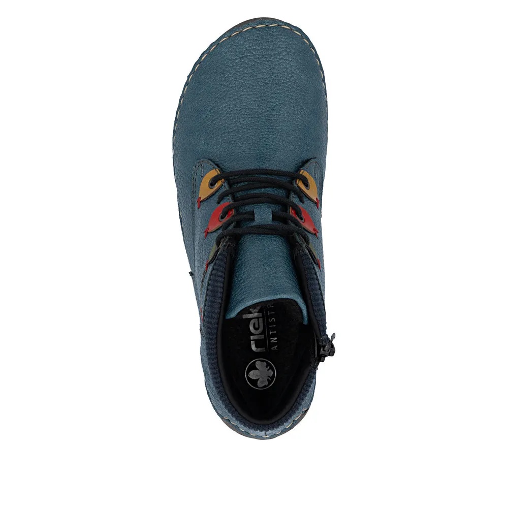 Botine dama din piele naturala Rieker 52544-14 albastru