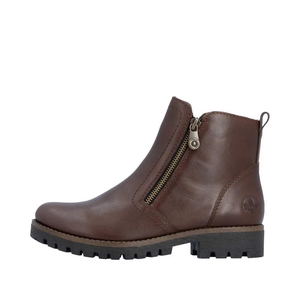 Botine dama din piele naturala Rieker 78556-28 maro