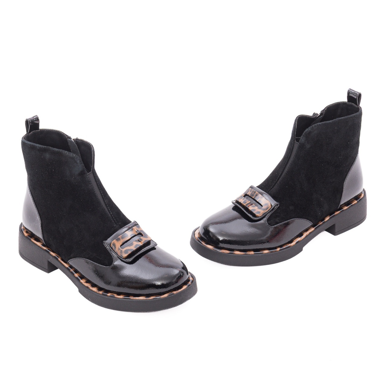 Ghete dama din piele intoarsa Epica 3A206-M121B-G575A O7-I negru print