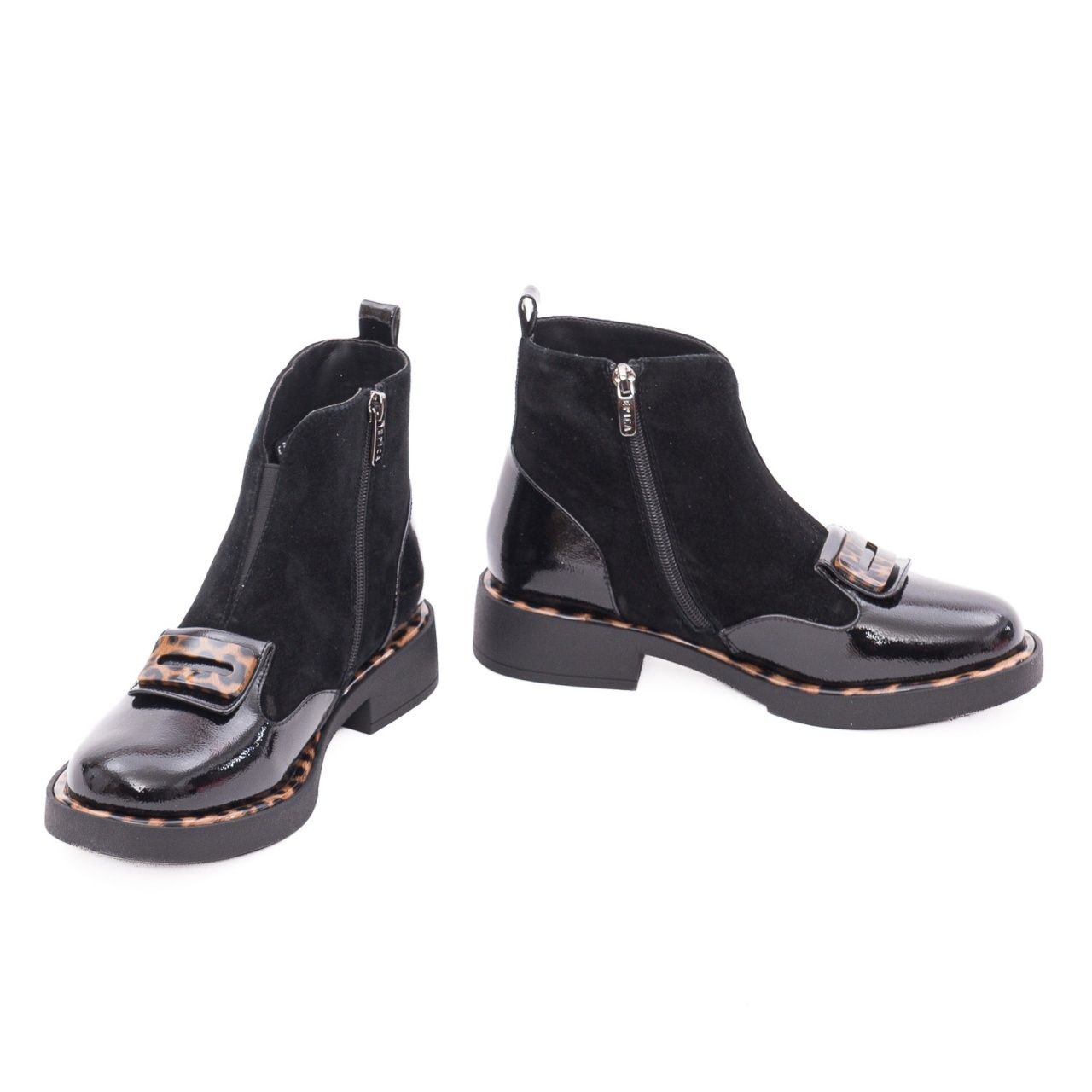 Ghete dama din piele intoarsa Epica 3A206-M121B-G575A O7-I negru print