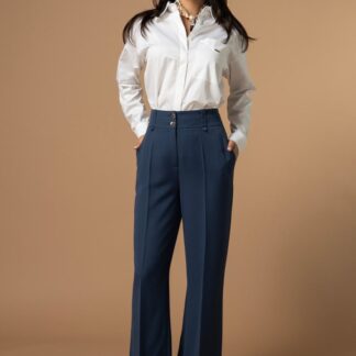 Pantaloni creati pentru a adauga rafinament tinutelor office si smart-casual SORAYA Hermosa bleumarin