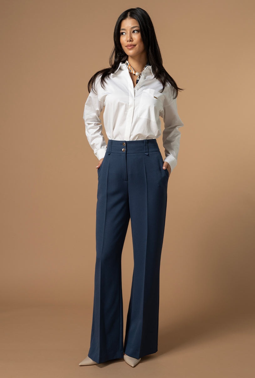 Pantaloni creati pentru a adauga rafinament tinutelor office si smart-casual SORAYA Hermosa bleumarin