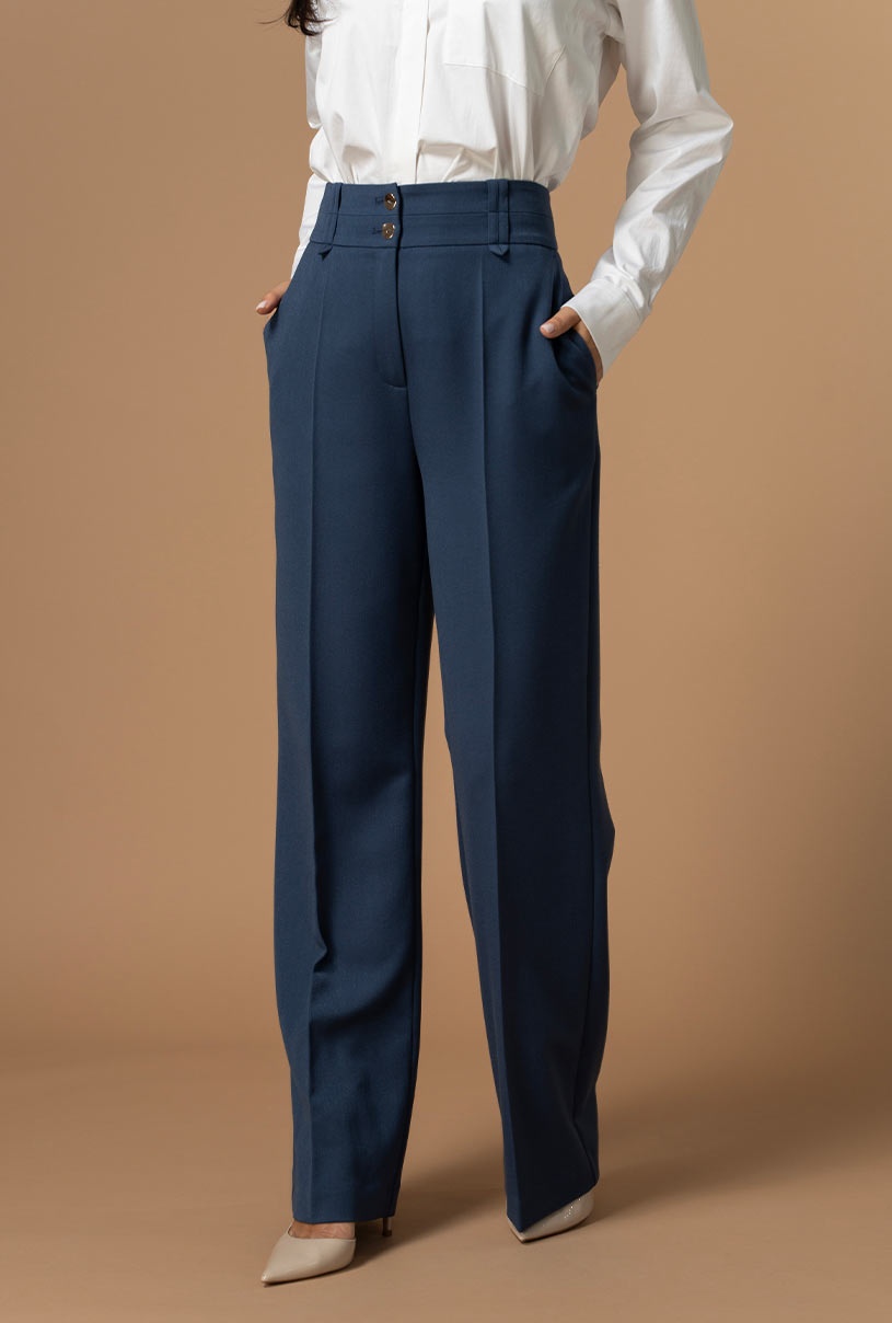 Pantaloni creati pentru a adauga rafinament tinutelor office si smart-casual SORAYA Hermosa bleumarin