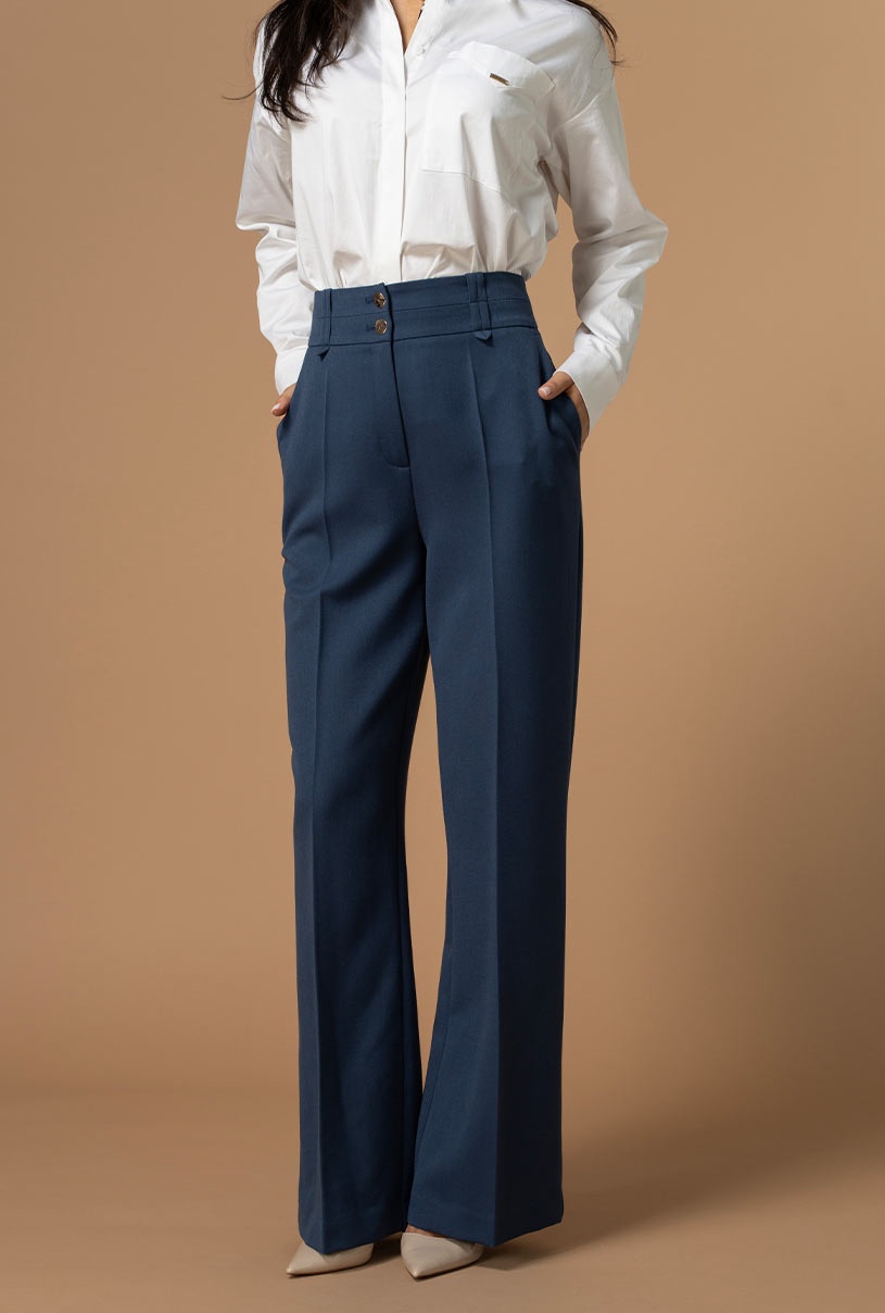 Pantaloni creati pentru a adauga rafinament tinutelor office si smart-casual SORAYA Hermosa bleumarin