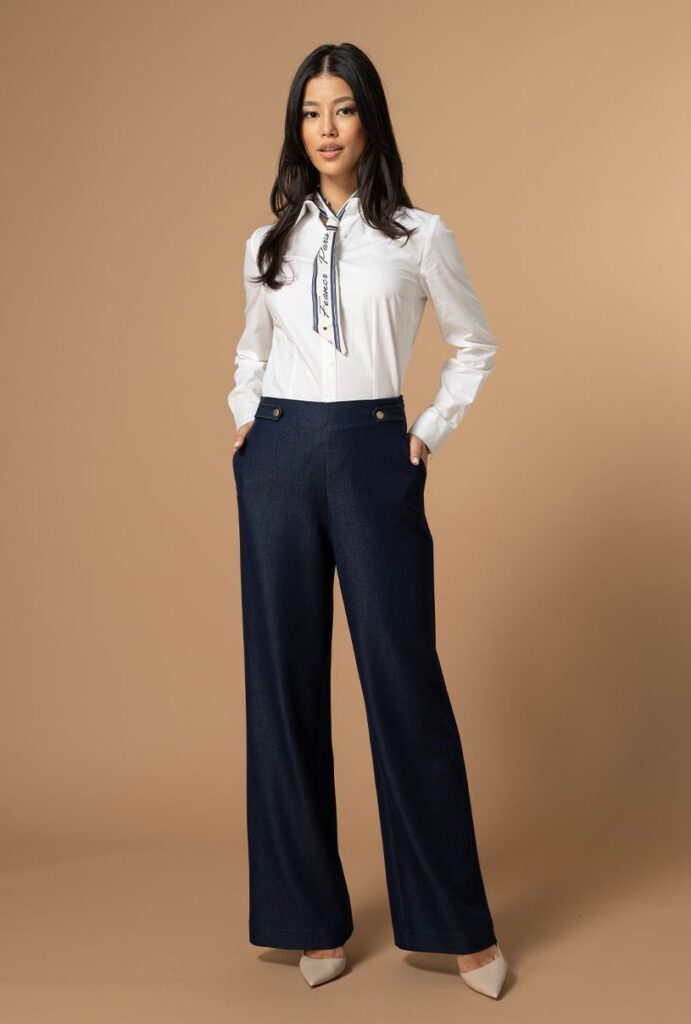 Pantaloni din denim LIDYA Hermosa bleumarin