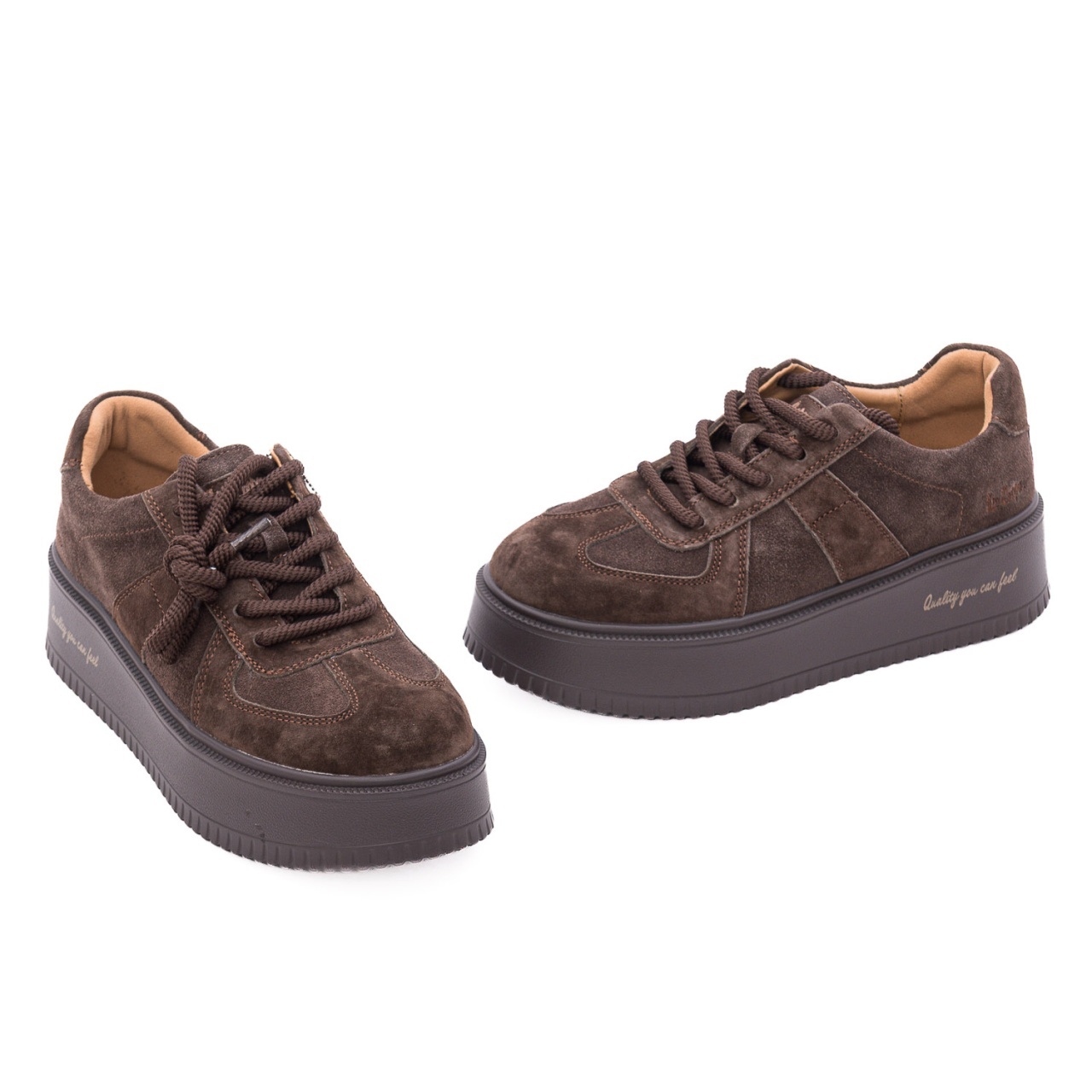 Pantofi dama casual din piele naturala nabuc OBUWIE Lee Cooper LCJ-26-01-4644L maro