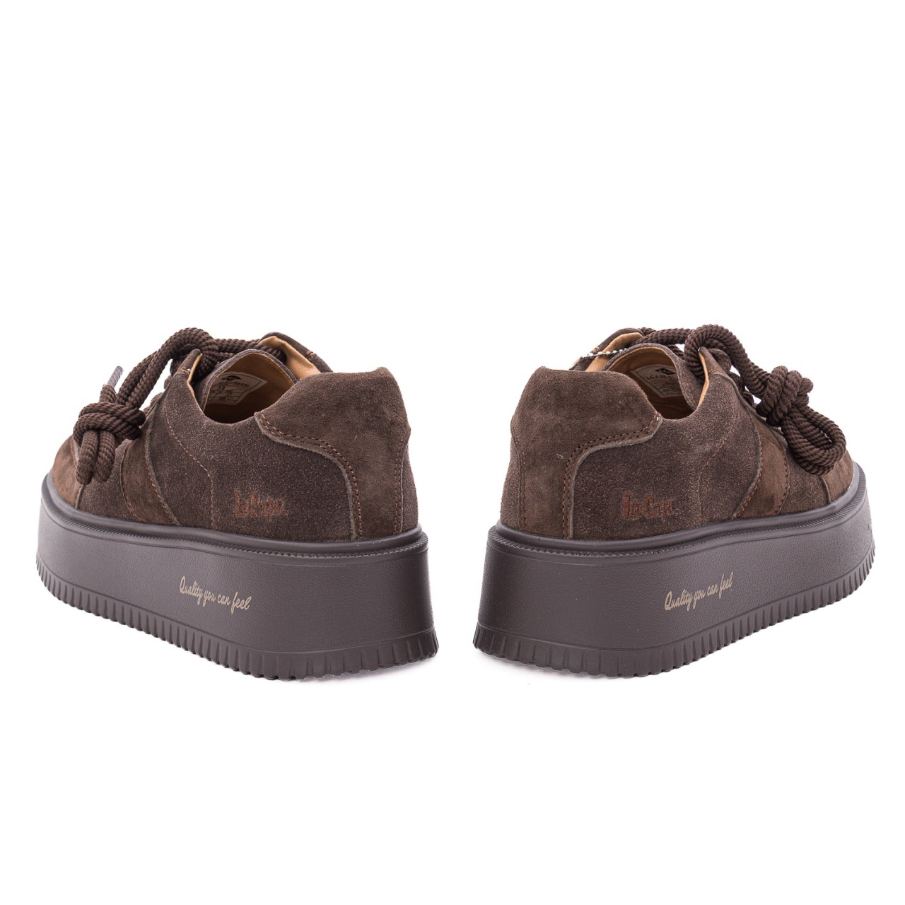 Pantofi dama casual din piele naturala nabuc OBUWIE Lee Cooper LCJ-26-01-4644L maro
