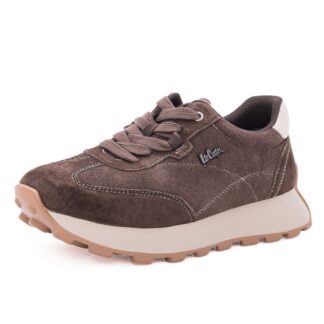 Pantofi dama casual din piele naturala nabuc OBUWIE Lee Cooper LCJ-26-01-4649L maro
