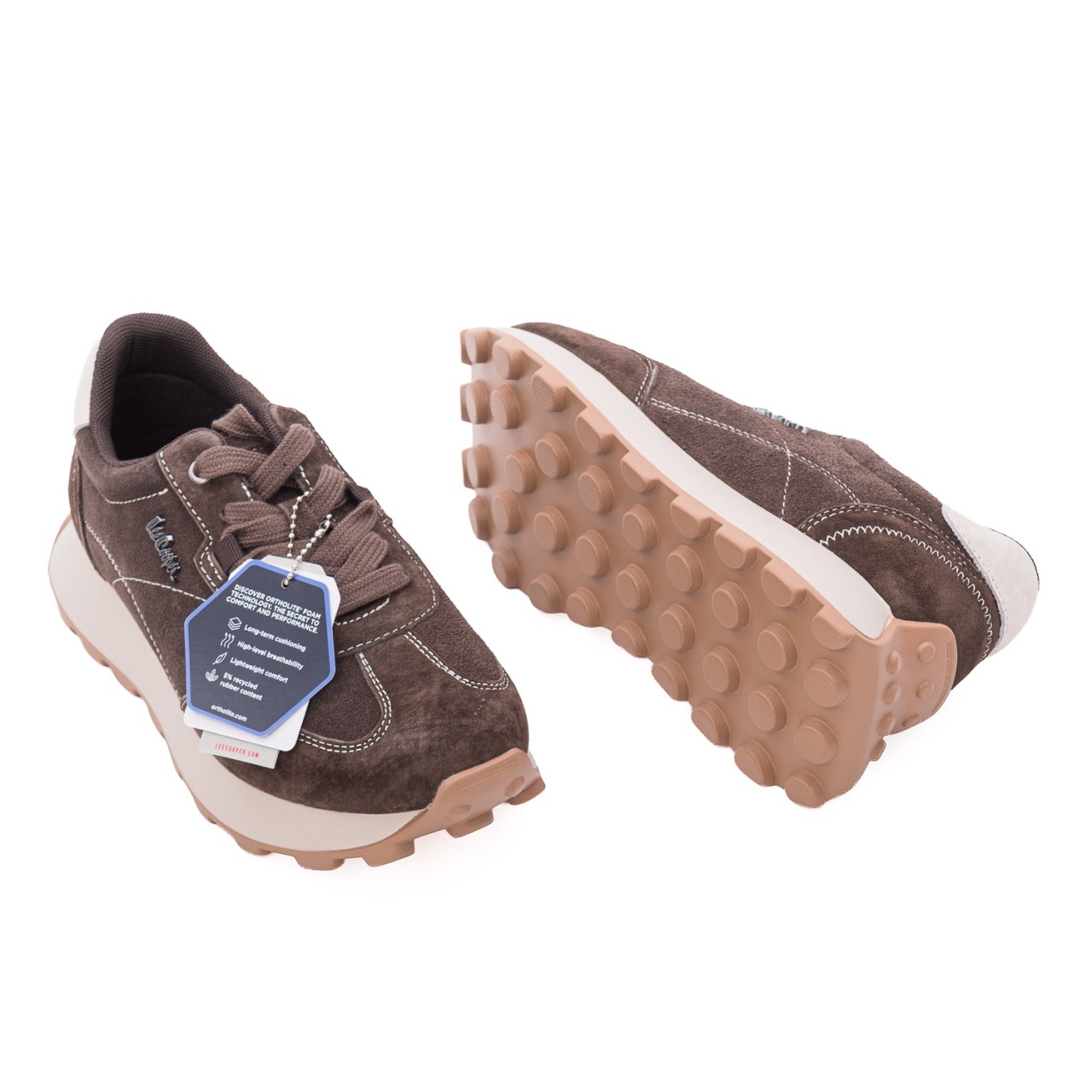 Pantofi dama casual din piele naturala nabuc OBUWIE Lee Cooper LCJ-26-01-4649L maro