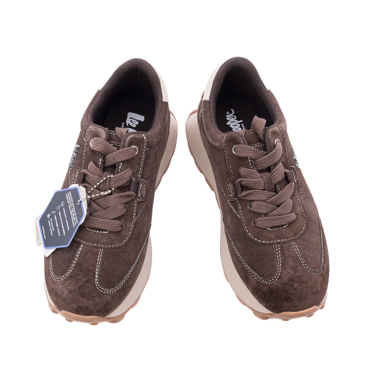 Pantofi dama casual din piele naturala nabuc OBUWIE Lee Cooper LCJ-26-01-4649L maro