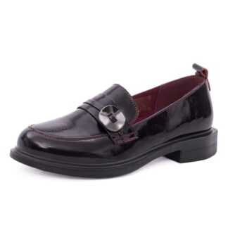 Pantofi dama eleganti din piele naturala lacuita PASS Collection 1X490002B 23-L bordo