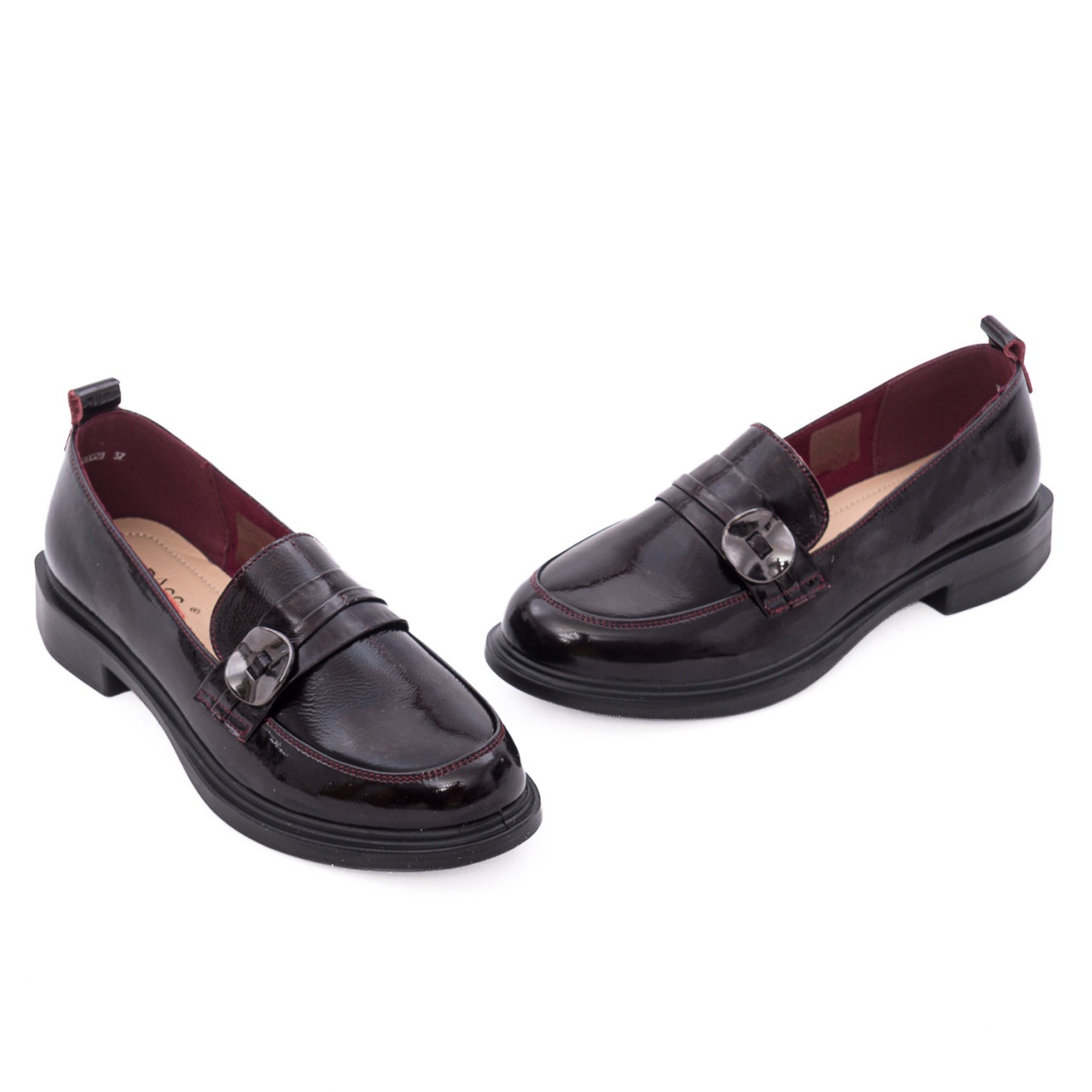 Pantofi dama eleganti din piele naturala lacuita PASS Collection 1X490002B 23-L bordo